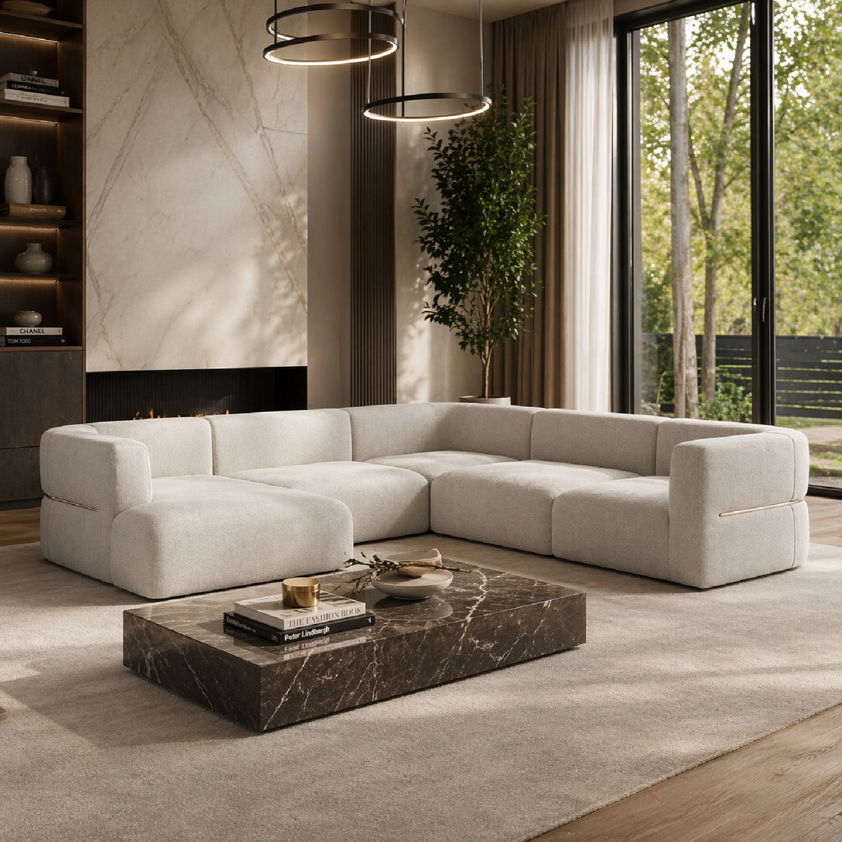   Ribbed Linen Sectional Chaise | Oroa.com
