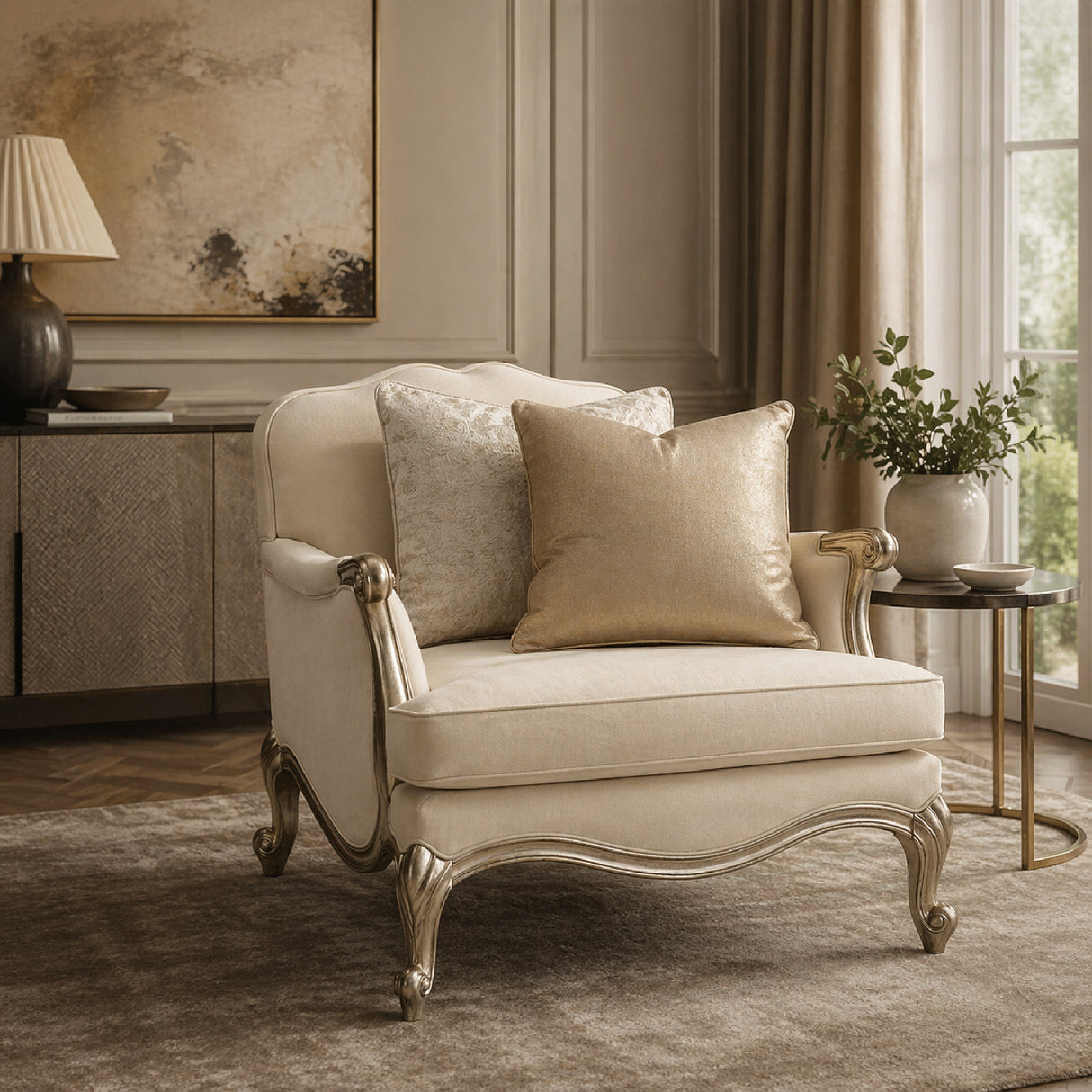  White French-Inspired Lounge Chair | Oroa.com