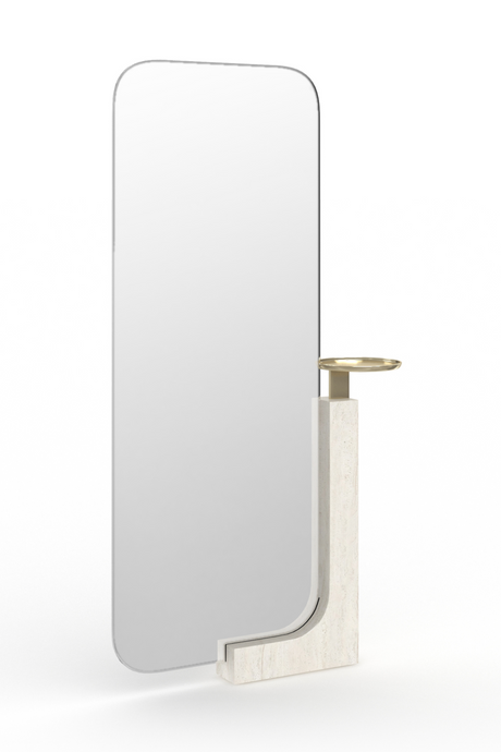 Travertine Stand Floor Mirror | Caracole Overlap | Oroa.com