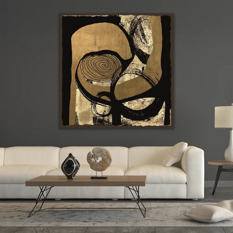   Gold Swirl Left Abstract Art | Oroa.com