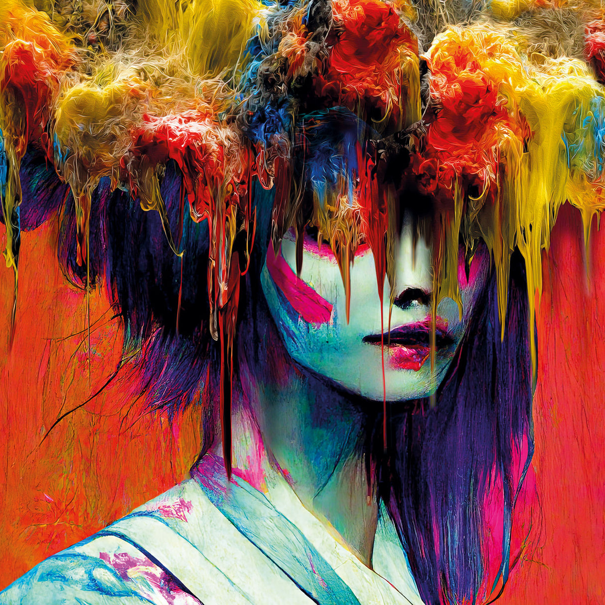   Multicolored Dripping Hair Photographic Art | Oroa.com