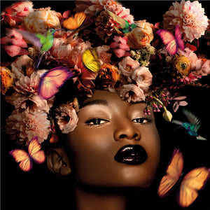   Floral Headdressed Woman Photographic Art | Oroa.com