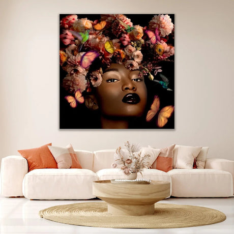   Floral Headdressed Woman Photographic Art | Oroa.com