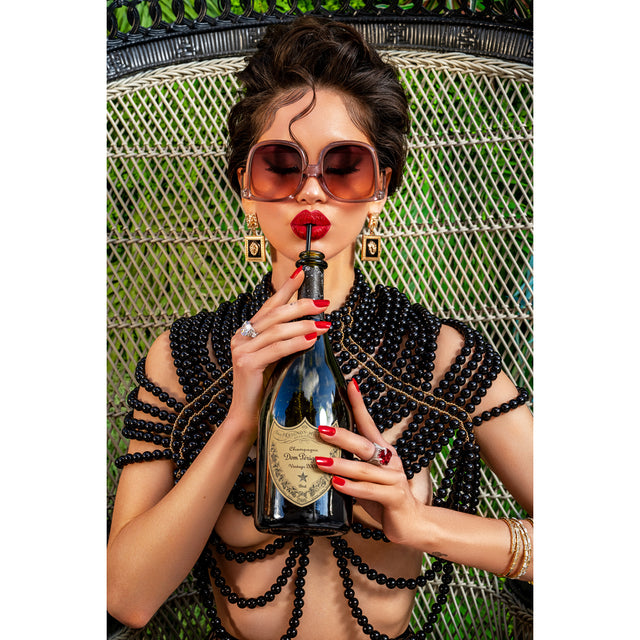 Modern European furniture - Woman Sipping Champagne Photographic Art - www.oroa.com