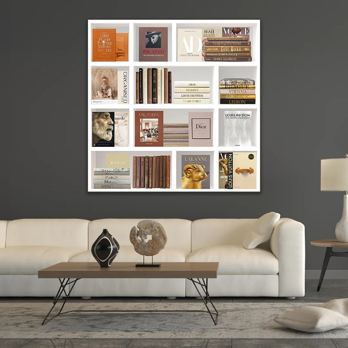   Neutral-Toned Books Collage Photographic Art | Oroa.com
