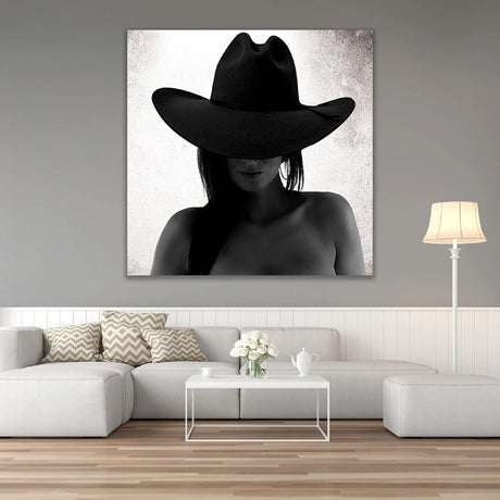   Monochromatic Woman with Hat Photographic Art | Oroa.com