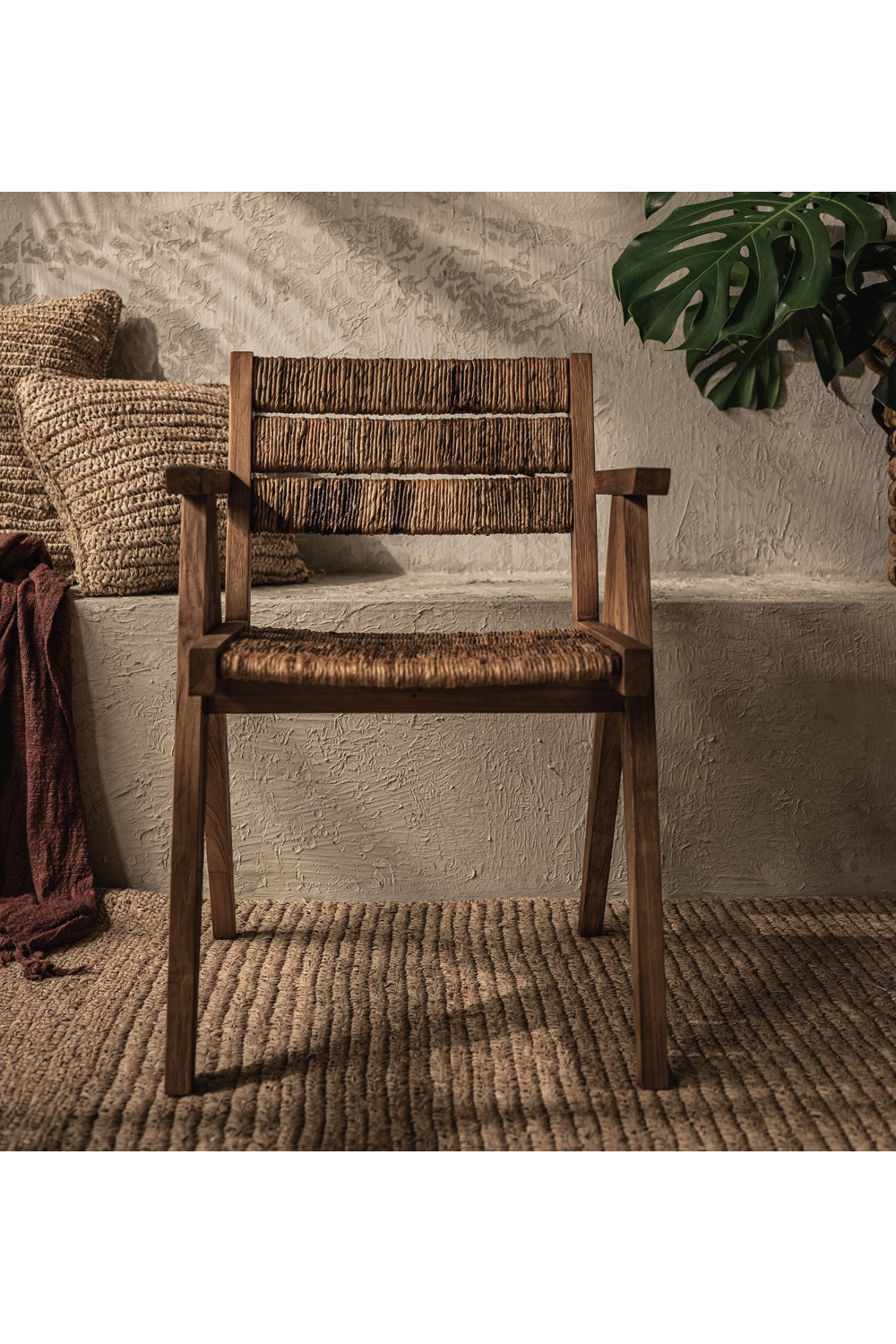 Wood Framed Abaca Dining Armchair | dBodhi Brawny | OROA.com