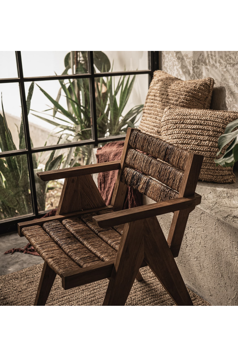 Wood Framed Abaca Dining Armchair | dBodhi Brawny | OROA.com