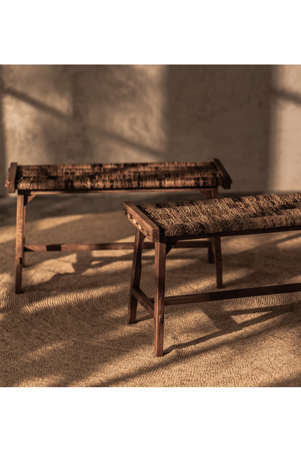 Two-Toned Woven Abaca Bench | dBodhi Caterpillar Flores | OROA.com