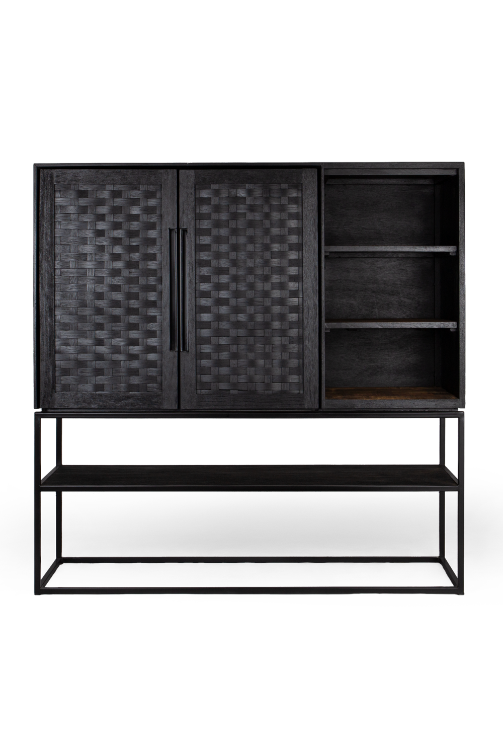 Charcoal Wooden 3-Shelf Cabinet | dBodhi Karma | OROA.com