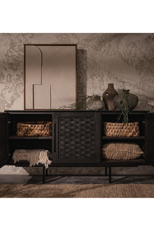 Black Wooden 3-Door Low Dresser | dBodhi Karma | OROA.com