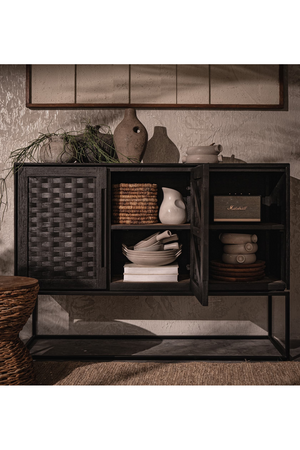 Black Woven Rattan 2-Door High Dresser | dBodhi Karma | OROA.com