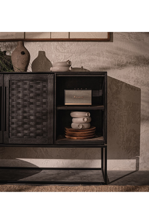 Black Woven Rattan 2-Door High Dresser | dBodhi Karma | OROA.com