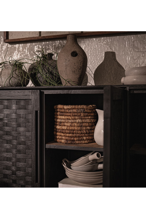 Black Woven Rattan 2-Door High Dresser | dBodhi Karma | OROA.com