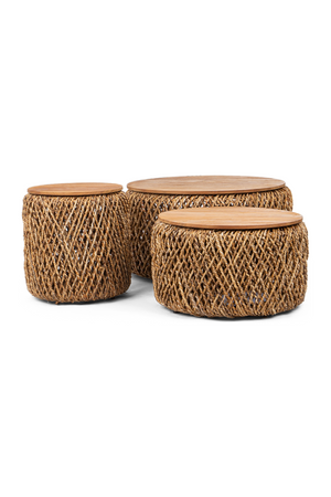 Round Woven Abaca Coffee Table Set (3) | dBodhi Knut | OROA