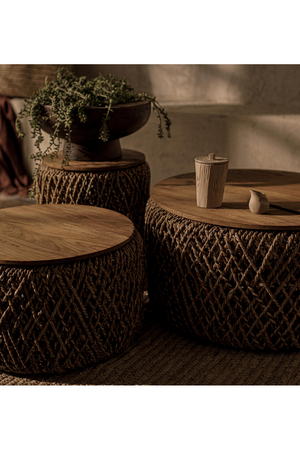 Round Woven Abaca Coffee Table Set (3) | dBodhi Knut | OROA