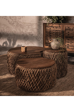 Round Abaca Coffee Table Set (3) | dBodhi Knut Padi | OROA.com