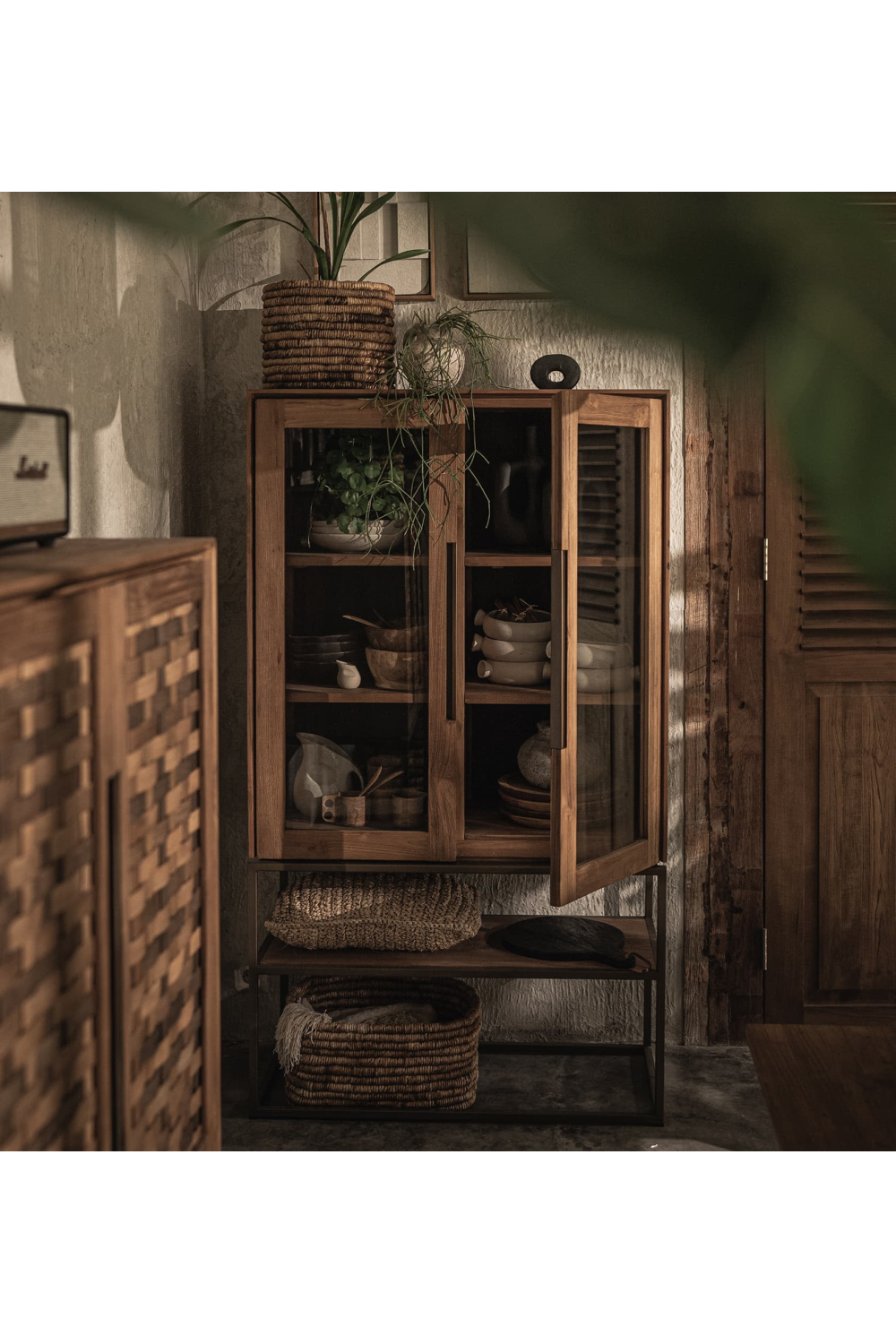 Wooden Cabinet with 2-Glass Doors | dBodhi Karma | OROA.com