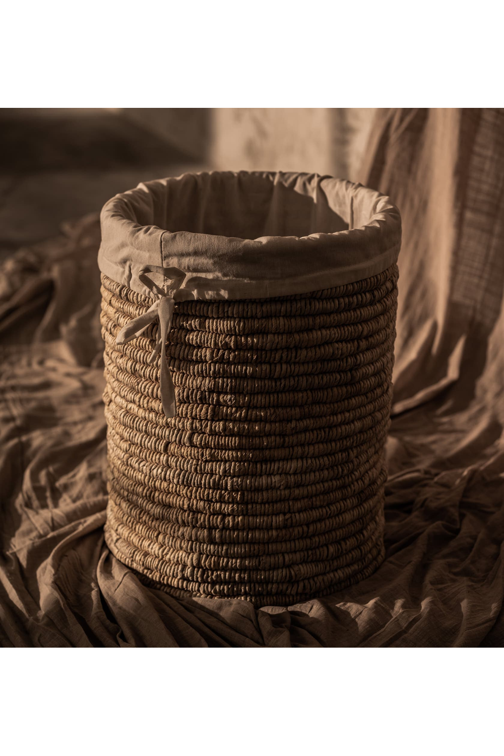 Round Woven Abaca Laundry Basket | dBodhi Caterpillar Ambang | OROA.com