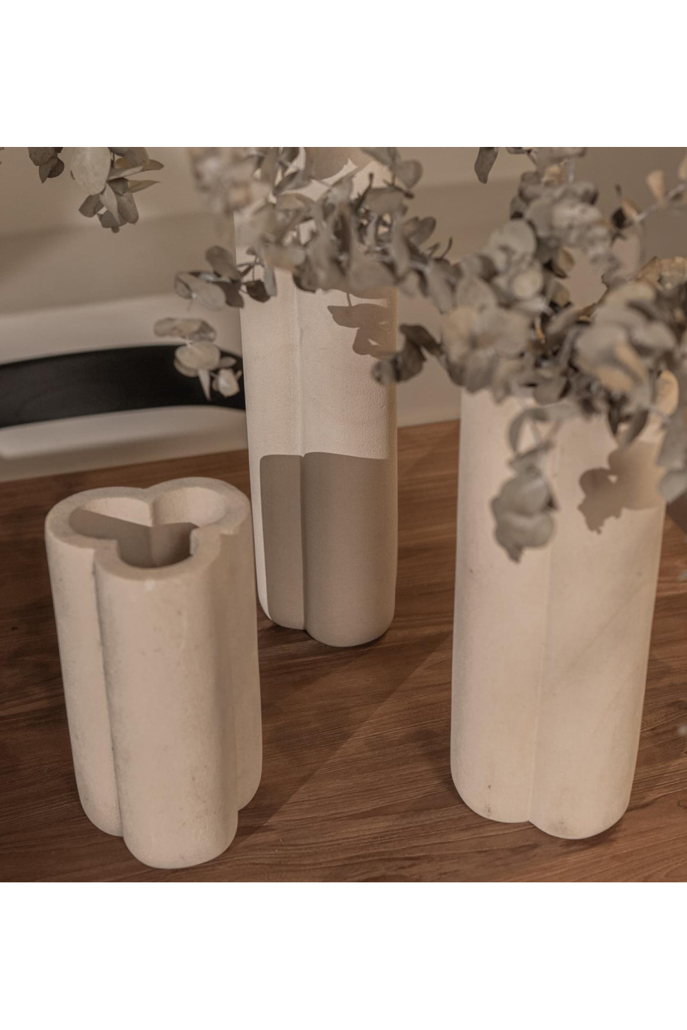 White Sculptured Sandstone Vase | dBodhi |  OROA.com
