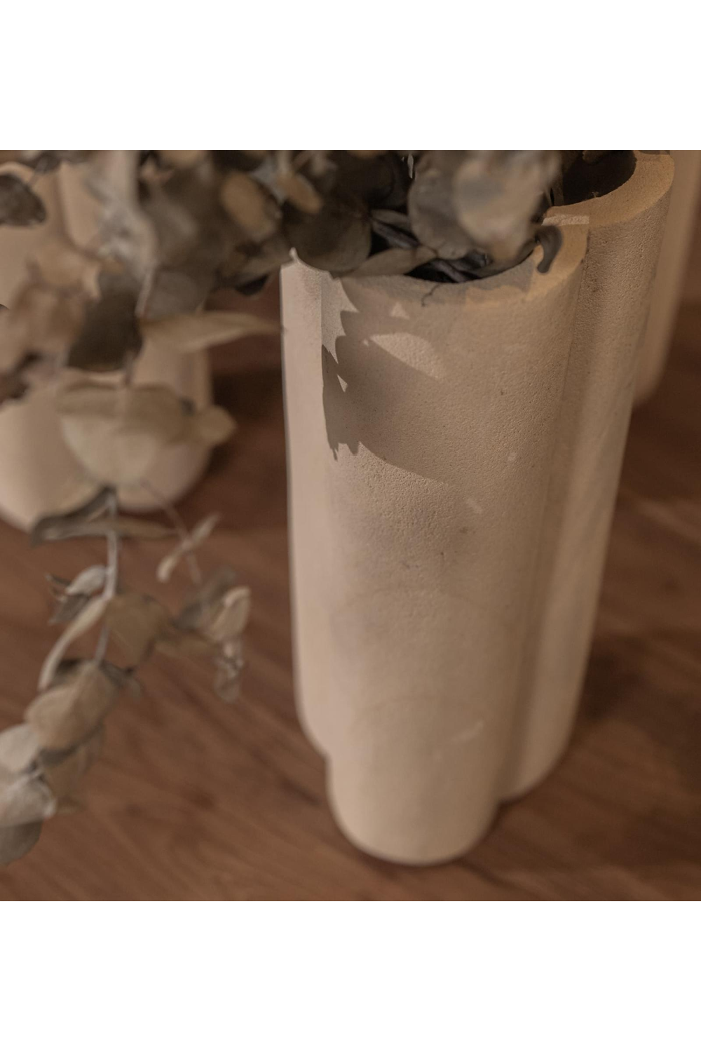 White Sculptured Sandstone Vase | dBodhi |  OROA.com