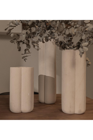 White Sculptured Sandstone Vase | dBodhi |  OROA.com