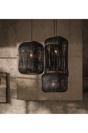 Black Rattan Hanging Lamp | dBodhi Barrel | OROA.com