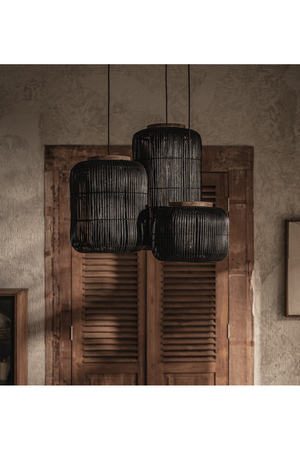 Black Rattan Hanging Lamp | dBodhi Barrel | OROA.com