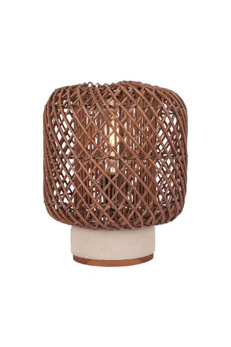 Brown Rattan Cylindrical Table Lamp | dBodhi Pole | OROA.com
