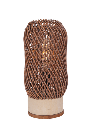 Brown Rattan Cylindrical Table Lamp | dBodhi Pole | OROA.com