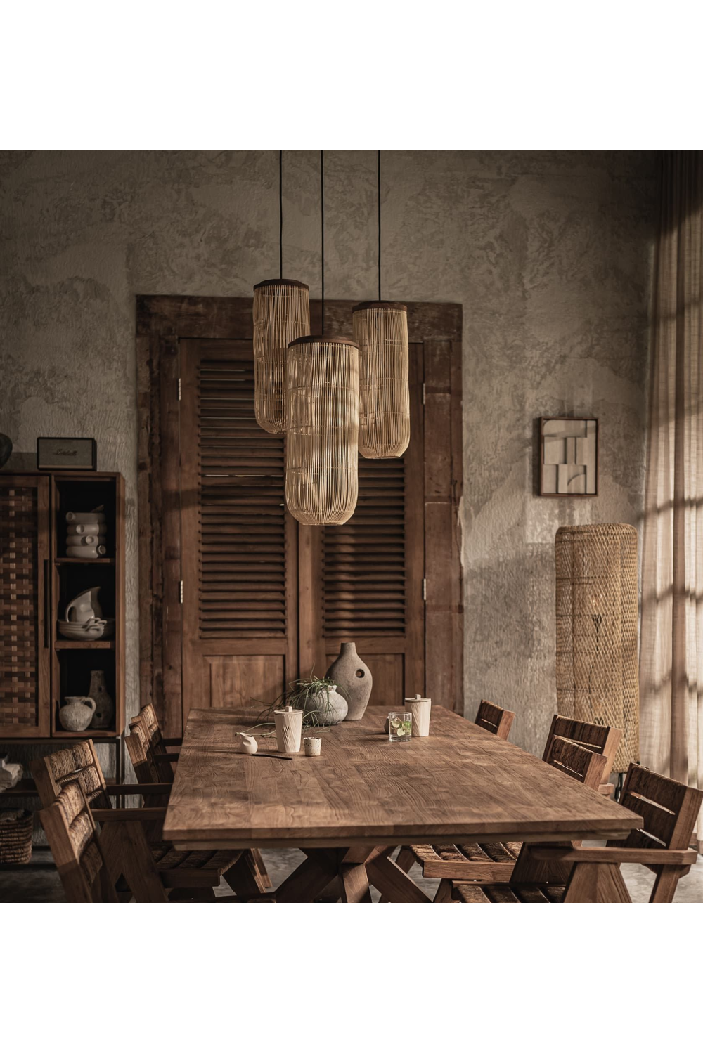 Natural Cylindrical Rattan Hanging Lamp | dBodhi Tub | OROA.com