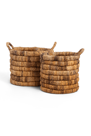 Abaca Basket With Handle Set (2) | dBodhi Caterpillar Sago | OROA.com