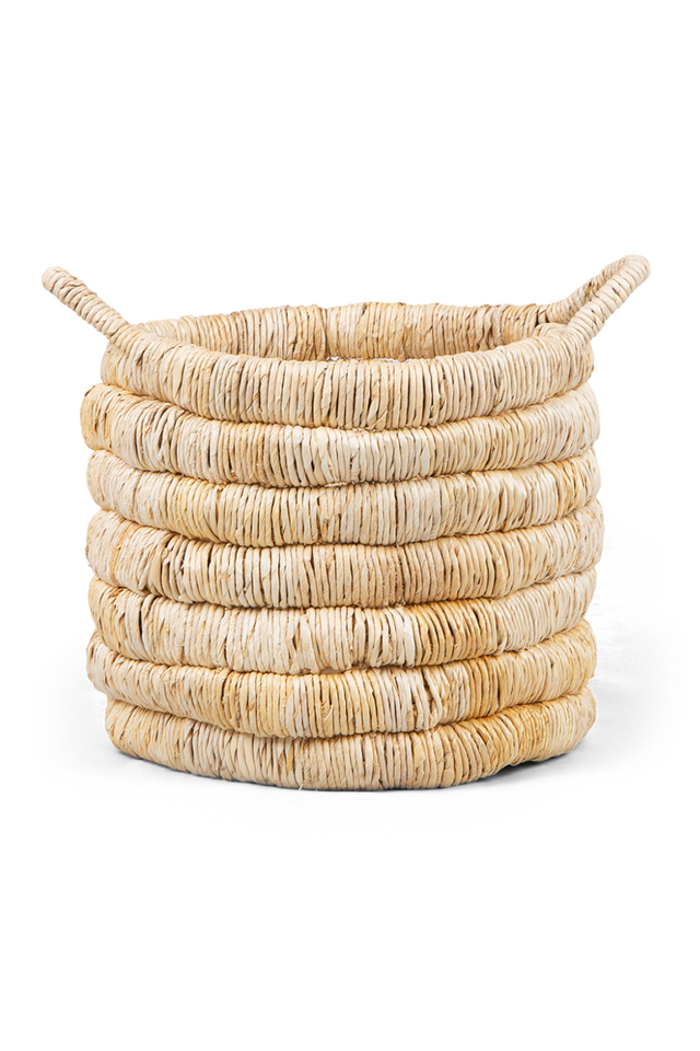 Round Abaca Basket With Handle | dBodhi Caterpillar Sago | OROA.com