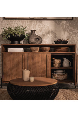 Wooden Farmhouse Sideboard With Open Rack | dBodhi Outline | OROA.com