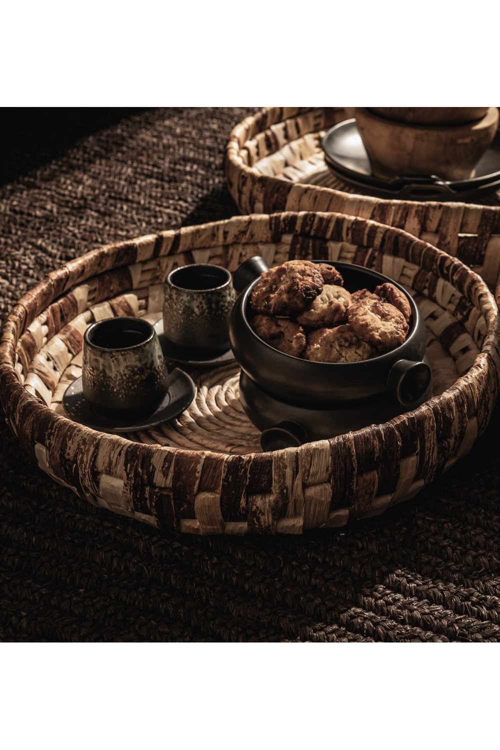 Two-toned Abaca Round Tray Set (3) | dBodhi Colo | OROA.com