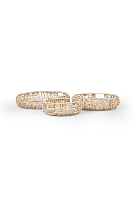 Round Pure Abaca Tray Set (3) | dBodhi Krakatao | OROA.com
