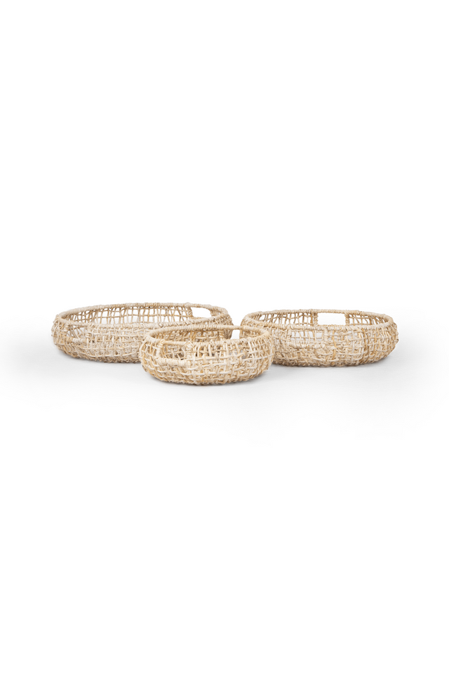 Round Pure Abaca Tray Set (3) | dBodhi Krakatao | OROA.com