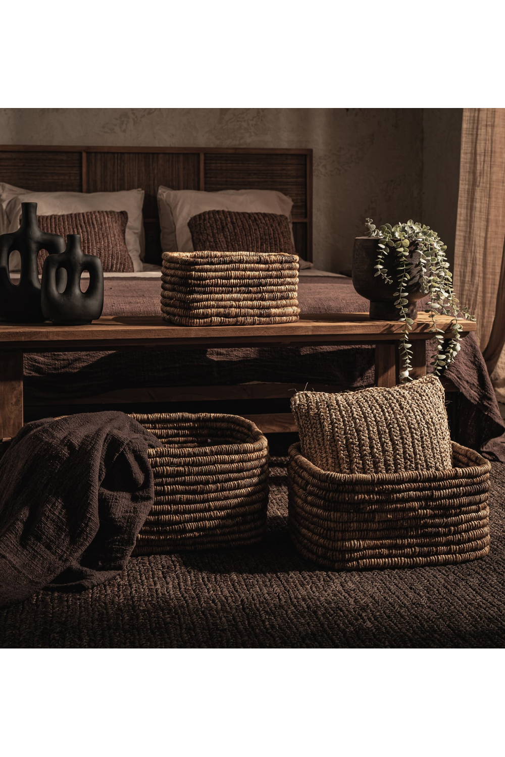 Rectangular Woven Abaca Basket Set (3) | dBodhi Caterpillar Ambang | OROA.com