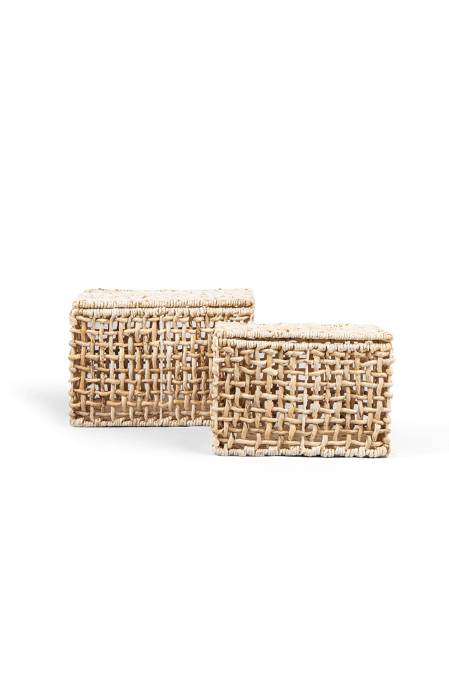 Rectangular Lidded Abaca Basket Set (2) | dBodhi Rinjani | OROA.com