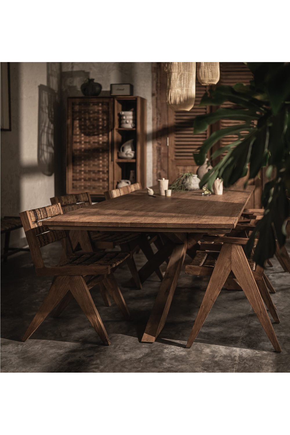 Natural Wooden Matrix Leg Dining Table | dBodhi Xono | OROA.com