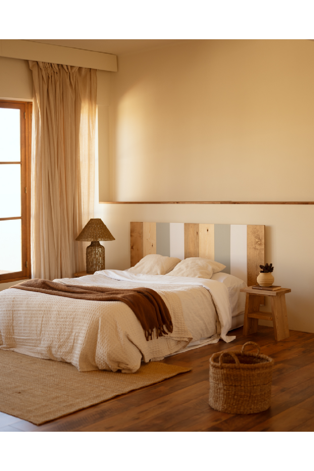 Multicolored Pine Wood Headboard | Decowood Flanders | Oroa.com