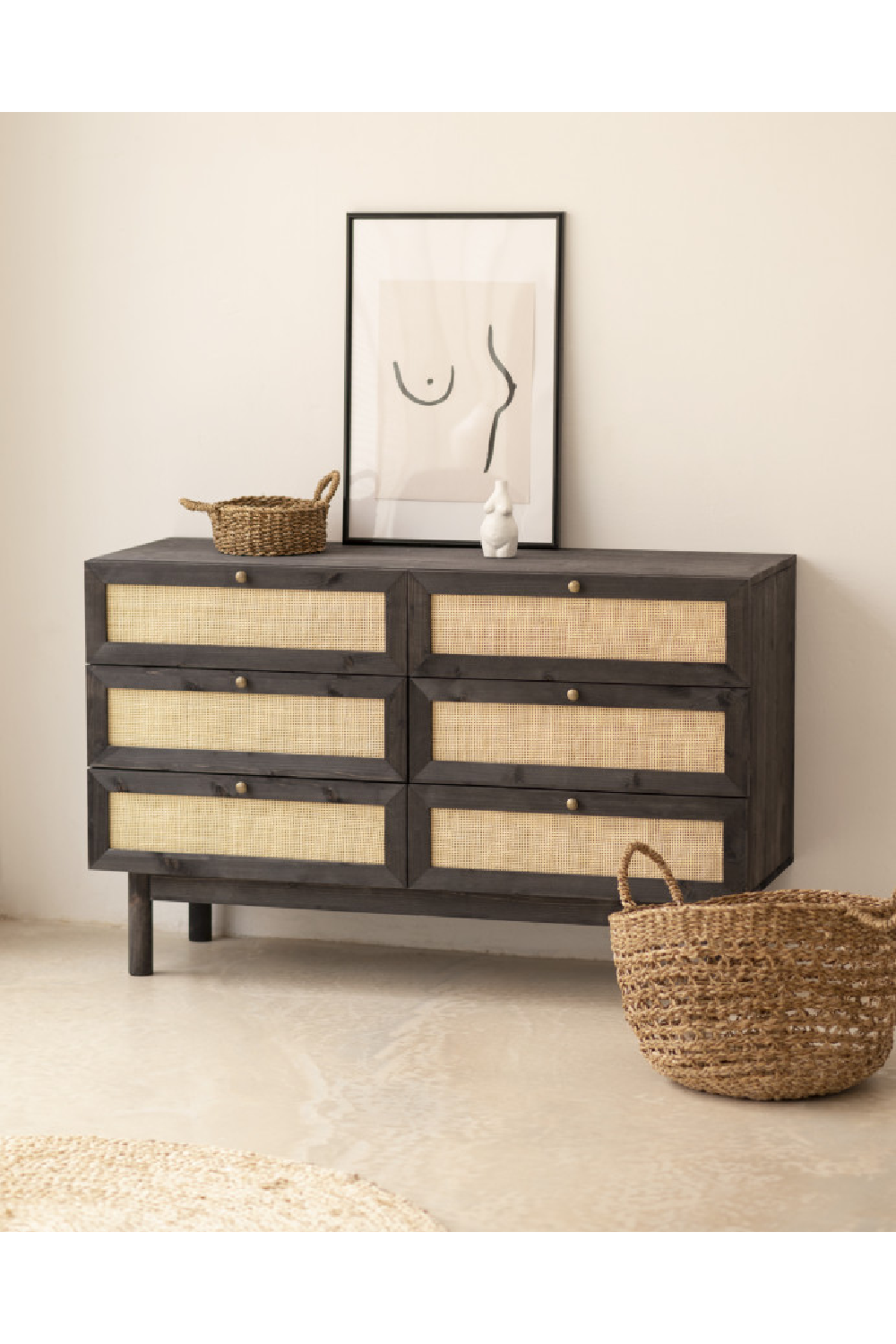 Rattan Weave 6-Drawer Chest | Decowood Frida | Oroa.com