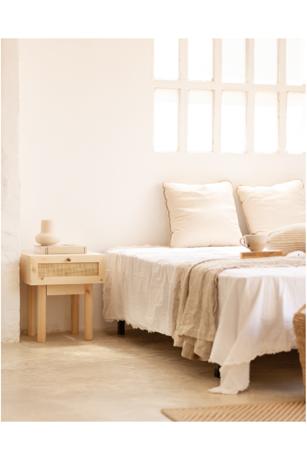 Rattan Drawer Bedside Table | Decowood Frida | Oroa.com