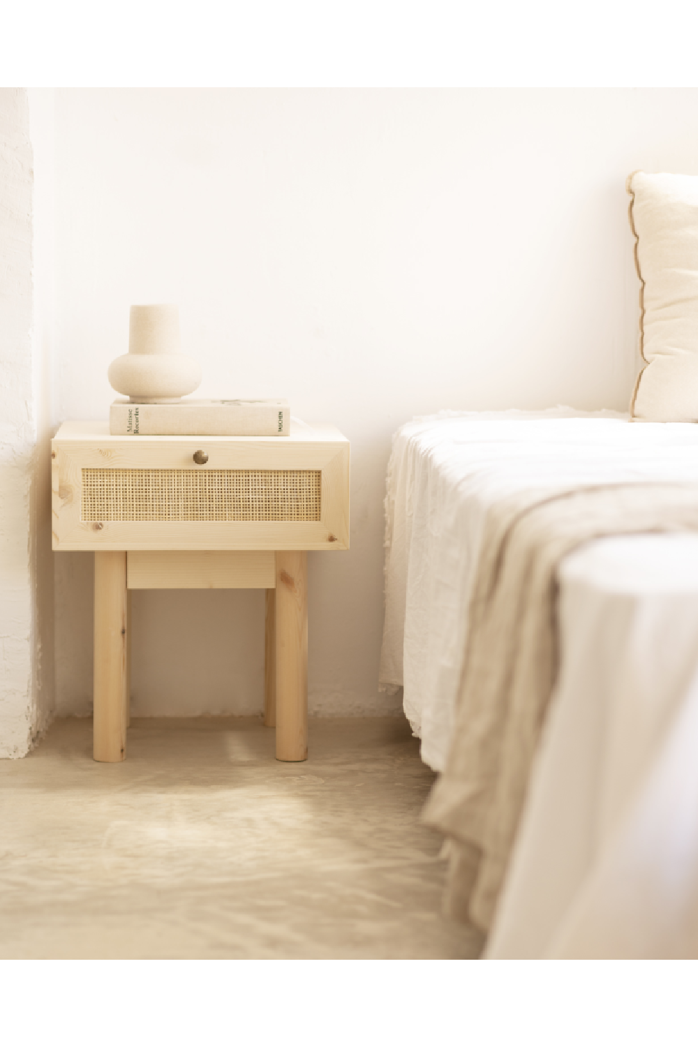 Rattan Drawer Bedside Table | Decowood Frida | Oroa.com