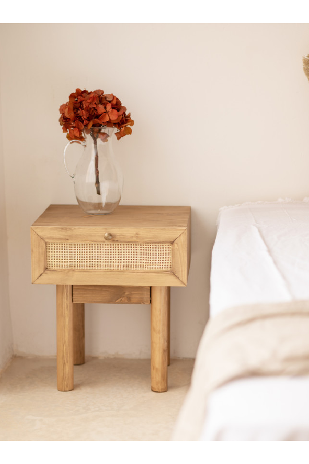 Rattan Drawer Bedside Table | Decowood Frida | Oroa.com