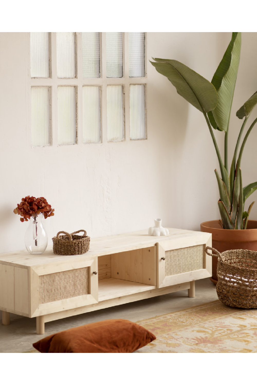 Rattan 2-Door Media Unit | Decowood Frida | Oroa.com