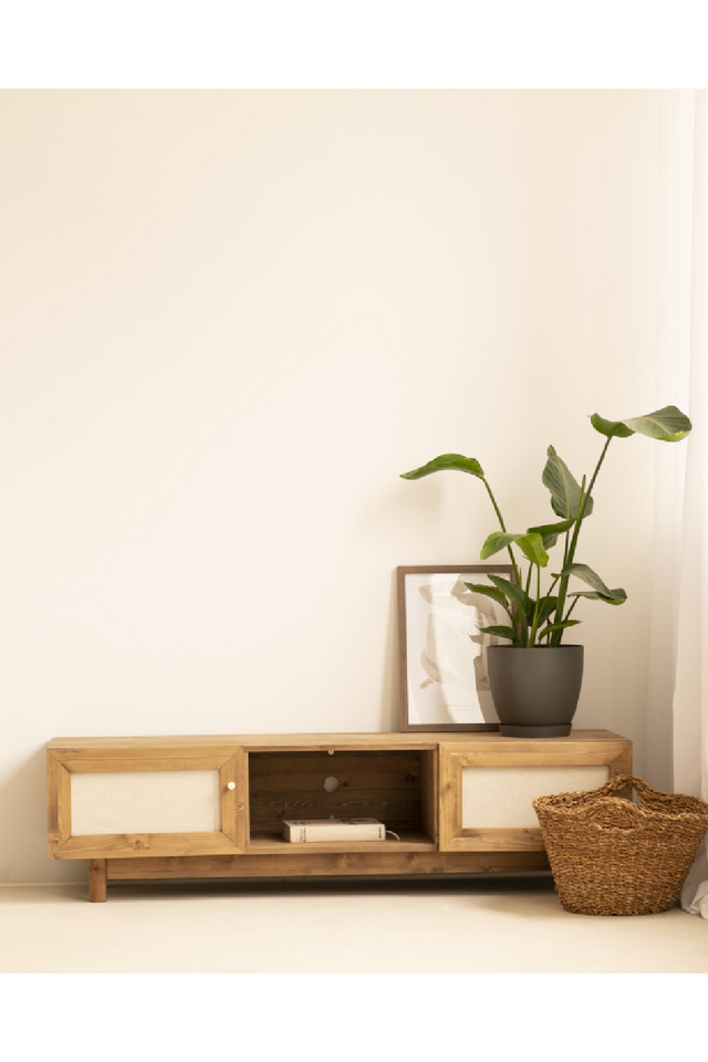 Fabric 2-Door TV Stand | Decowood Linen | Oroa.com