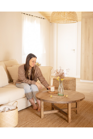 Round Solid Wood Coffee Table | Decowood Olivia | Oroa.com
