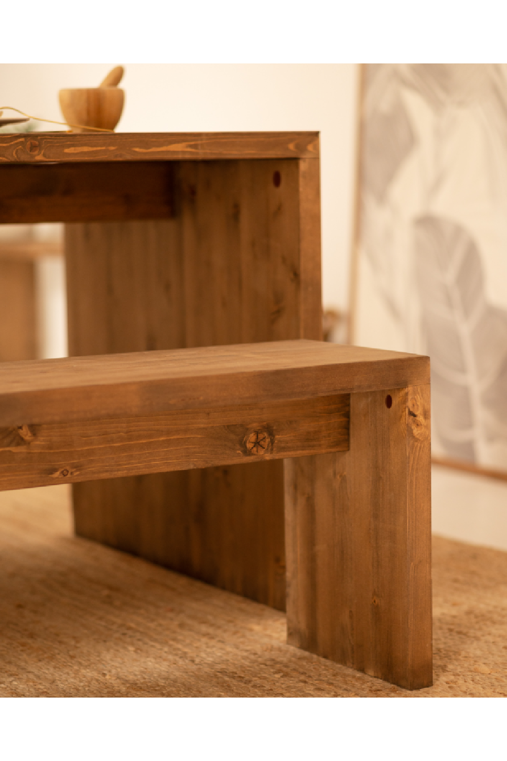 Angular Solid Wood Bench | Decowood Telva | OROA.com