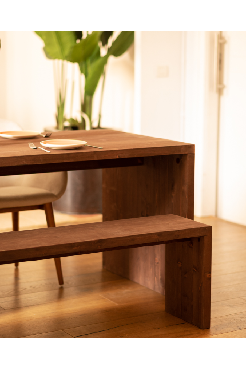 Angular Solid Wood Bench | Decowood Telva | OROA.com